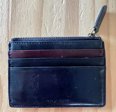 Coach Raro Hombre Cuero Verde Oscuro y Borgoña Tarjeta Cartera con Cremallera (Ver Fotos) Foto 1 de 4