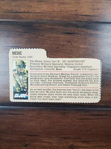 Tarjeta de archivo Hasbro Direct 86 87 GI Joe DOC 1983 de colección roja por correo trasero - Imagen 1 de 2