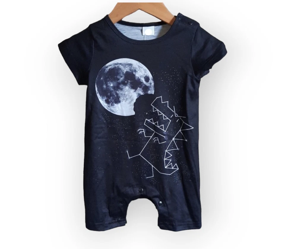 Bebé Niño Dinosaurio Jersey Manga Corta Verano Conjunto Negro Talla 6-9 Meses Foto 1 de 1