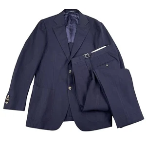 SuitSupply Hudson Int Pure Cotton Navy Subalpino Full Suit Sz 40L (READ DESCRIP) - Picture 1 of 9