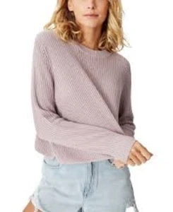 Cotton On Womens Archy Cropped Cotton Pullover in Gargoyle (Beige) Size M - Picture 1 of 5