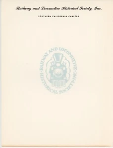 1950s Railway & Locomotive Historical Society Letterhead Southern California - Picture 1 of 1