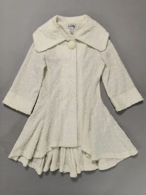 Joseph Ribkoff Knit Boucle Tweed White Winter Princess Fairy Jacket Coat size 6 - Image 1 of 4