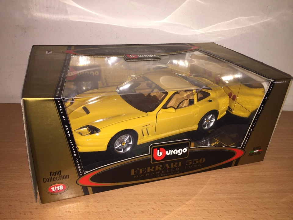 Bburago Burago 1:18 FERRARI 550 MARANELLO 1996 GIALLA in Metallo cod. 3354 MIB - Immagine 1 di 1