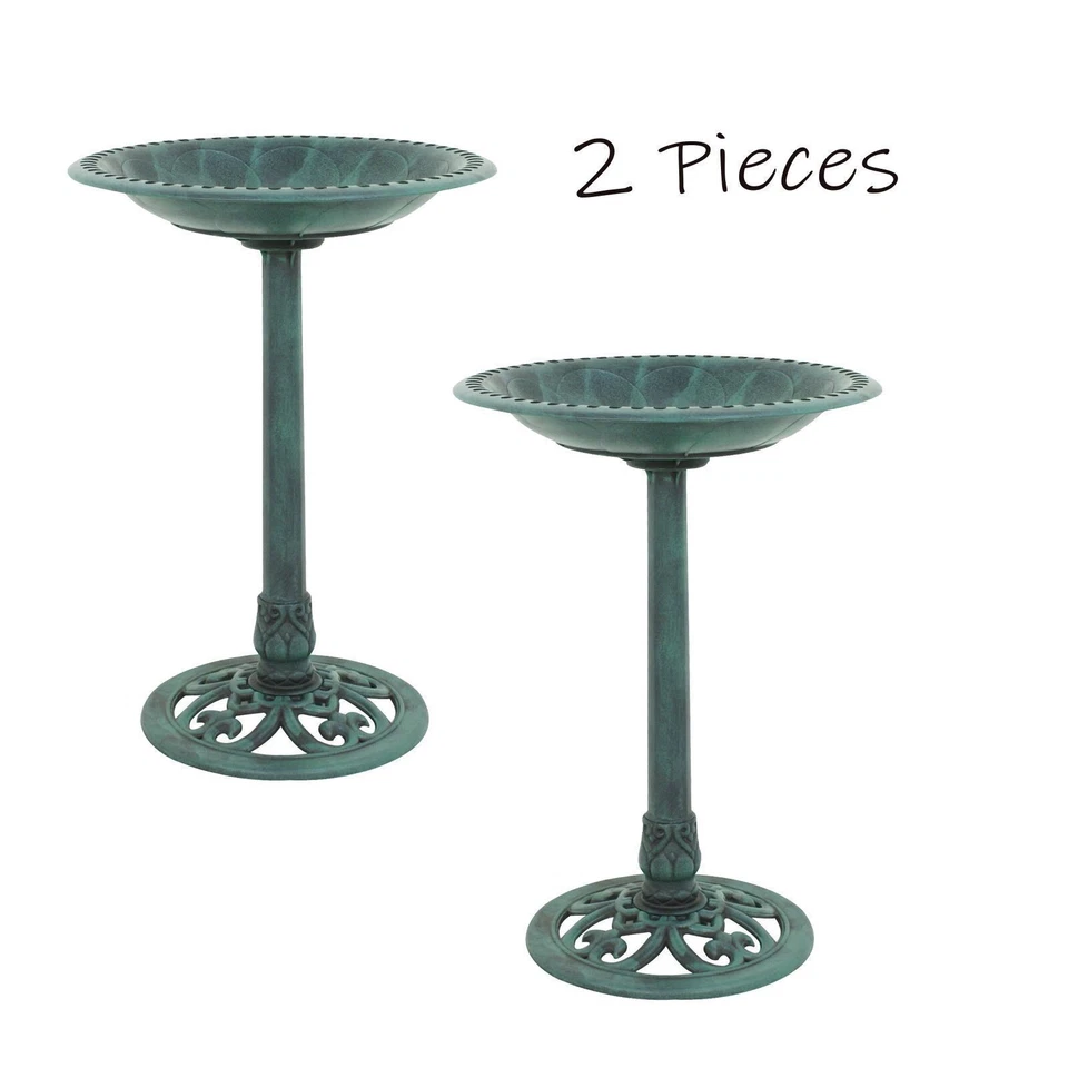 Pedestal Pájaro Baño Estilo Antiguo Pájaro Baño Alimentador Exterior Jardín Verde/Broze Foto 1 de 1