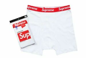 Supreme Hanes Boxer Briefs 4 Pack White Red Box Logo Large L Limited Underwear