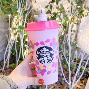 Starbucks Japan Sakura Spring 2024 Color Change Reusable Cup Lid Bearista Set - Picture 1 of 11