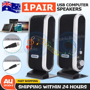 1 Pair USB Speakers Computer Speaker Sound Stereo For PC Notebook Desktop Laptop - Picture 1 of 9