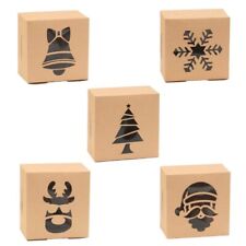 5Pcs Kraft Paper Candy Box with Clear Window Christmas Snowflake Cake Container