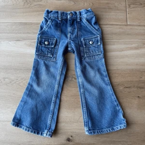 Vintage 90s Y2K Sonoma Toddler Girls Blue Denim Pocket Flare Jeans Size 4 - Picture 1 of 5
