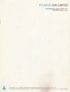 Polaroid Reino Unido Confidencial Limitado Lista de Precios Comerciales Junio 1971 - Imagen 1 de 2