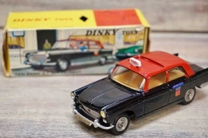 Dinky Toys 1400 Taxi Radio G7 Peugeot 404 Vintage Diecast Car 3.94in France Rare - Picture 1 of 14