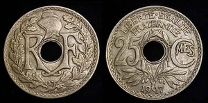 1917 FRANCE 25 CENTIMES - RARE VARIETY - 3.085,000 MINTED - Picture 1 of 1
