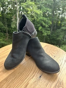 TOMS Deia Bootie - Black Suede & Wool - Women's Size 11W Very Good Condition - Picture 1 of 7