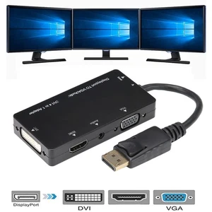 Câble Adaptateur 4 en 1 Displayport vers /VGA/DVI/Audio Convertisseur Multifuncti GF CSO - Photo 1/16