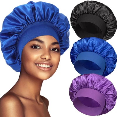 Gorro para dormir 100 % seda morera forrado para cabello rizado y trenza Foto 1 de 4