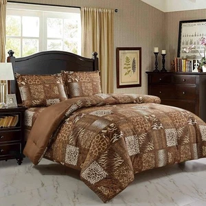WPM WORLD PRODUCTS MART 3 Piece Animal Print Comforter with King, Brown - Bild 1 von 7