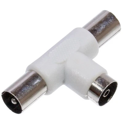 VIVANCO Hochwertiger TV Zweifachverteiler Adapter, kompatibel mit Koaxial - Bild 1 von 2