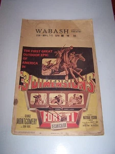Póster/letrero del teatro Wabash 1953 Fort Ti George Montgomery - 3 dimensiones - Imagen 1 de 4