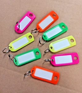 8 Fluorescent Plastic Multi Colour Keyrings - Picture 1 of 2