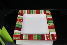 Christmas Winterland SQUARE SALAD PLATE Snowman Tabletops Unlimited Red Green