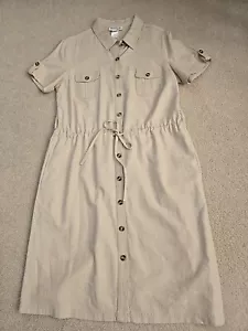 90s Y2K NorthStyle Women 14 Linen Button Down Jean Shirt Dress Cottagecore Boho - Picture 1 of 13