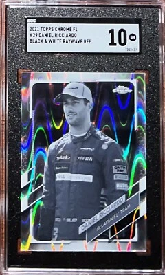Topps Chrome F1 Daniel Ricciardo Black & White Ray Wave #29 Formula 1 SGC 10 - Image 1 of 2