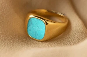 Tibetan Turquoise Ring 925 Sterling Silver Ring For Men Gift Vintage Ring - Picture 1 of 6
