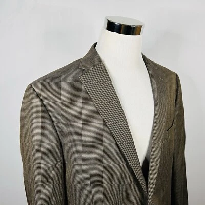 LRL Ralph Lauren 48L Sport Coat w Elbow Patches Gold Houndstooth Two Button - Image 1 of 4