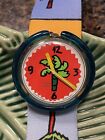 Vintage Swatch Popuhr Palme grün gelb blau rot