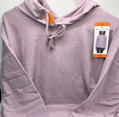 Women's Size XXL Marc New York Hoodie Pullover Ribbed Sweatshirt Soft Cozy Mauve - Image 1 of 4