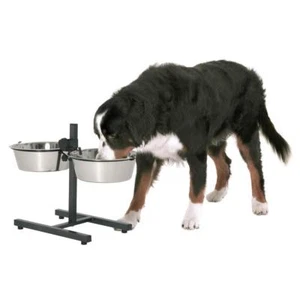 Doppelnapfständer höhenverstellbar inklusive Näpfe, Hunde Futterbar, Hundebar - Bild 1 von 2