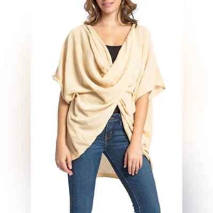 Women's Save The Ocean Recycled Knit Twist Poncho OS NWT cream oversized - Picture 1 of 5