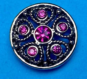 Mehrere lila Strass akzentuiert 18 mm silberfarbene Ingwer Druckknöpfe, Magnolienranke - Bild 1 von 9