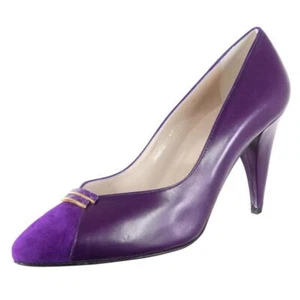 NEW CHANTAL Heels Pumps Sz. 11 M Purple Calfskin Suede ITALY Vintage 80's - Picture 1 of 7