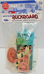 VINTAGE THE TOY HOUSE WESTERN BUCKBOARD WITH DRIVE GUARD & HORSE **NIP**