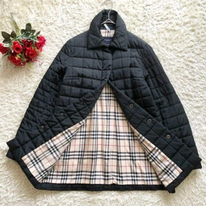 Burberry London Quilted Jacket Coat Nova Check Black Color Size 38 Women Japan - Picture 1 of 16