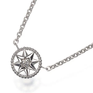 Auth Christian Dior Necklace Diamond Rose des Vents 18K 750 White Gold - Picture 1 of 5