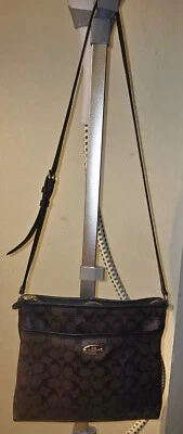 Coach Black and Brown Signature Crossbody Bag Large 10 X 12 - Image 1 of 4