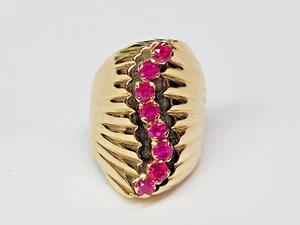1970s LUXURIOUS 18k Gold 1.20 ctw. Lab Created Ruby Statement Ring Sz 6.75 - Picture 1 of 16
