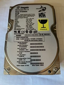 Seagate ST330620A 30GB 3.5" IDE/ATA-100 Barracuda ATA III HDD Tested Free Ship - Picture 1 of 3