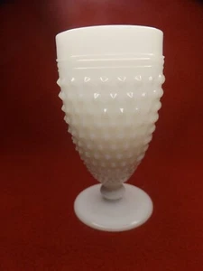 Vintage MCM White Milk Glass Hobnail Ladder Footed Glass Juice Water Goblet - Picture 1 of 10