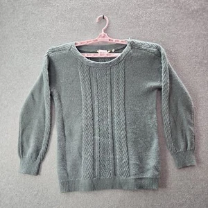 Soft Surroundings Women Sweater M Green Acrylic Wool Long Sleeve Cable Knit - Picture 1 of 9