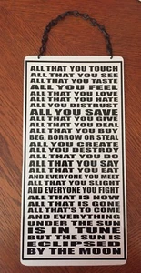 Pink Floyd Music Lyrics Hanging Metal Sign Decorative Up Cycled Wall Décor - Picture 1 of 2
