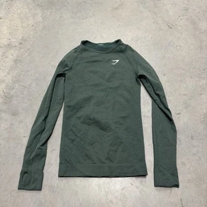 Top a compressione Gymshark Vital senza cuciture 2.0 manica lunga Green Mark donna XS - Foto 1 di 3