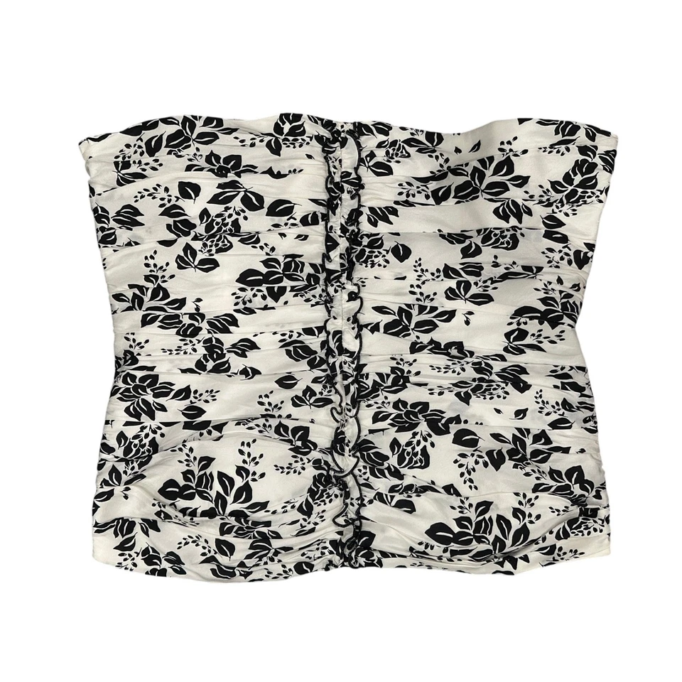 Vestido acanalado floral sin tirantes del mercado negro de la Casa Blanca talla 10 seda algodón Foto 1 de 4