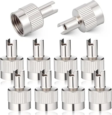 Tapas de vástago de válvula de neumático de metal 10 piezas Tapas de válvulas de ranura ranurada con núcleo de válvula Quitar Foto 1 de 4