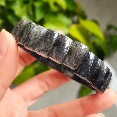 Pulsera de cuentas de cristal de cuarzo rutilado azul natural de 13*5 mm Foto 1 de 4