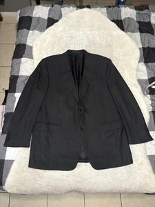 Canali Mens Black Chalk Stripe Wool Sport Blazer Jacket Size 48R EU 58 Italy - Picture 1 of 8