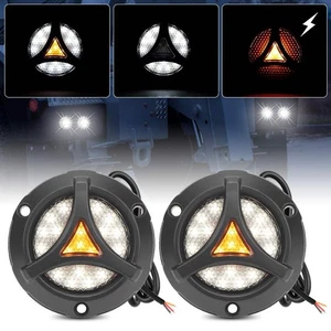 2X Smoke Round LED Tail Lights Reverse Backup Lamp Rear License Plate Light DRL - Picture 1 of 15